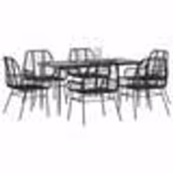 vidaXL Ensemble à manger de jardin 7pcs noir poly rotin verre