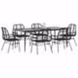 vidaXL Ensemble à manger de jardin 7pcs noir poly rotin verre
