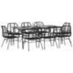 vidaXL Ensemble à manger de jardin 9pcs noir poly rotin verre