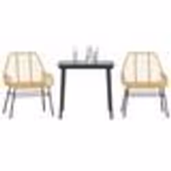 vidaXL Ensemble à manger de jardin 3pcs marron résine tressée verre