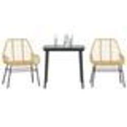 vidaXL Ensemble à manger de jardin 3pcs marron résine tressée verre