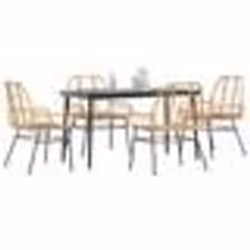 vidaXL Ensemble à manger jardin 5pcs marron poly rotin verre