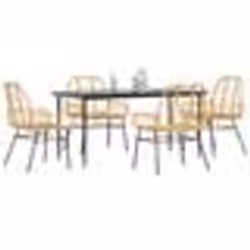 vidaXL Ensemble à manger jardin 5pcs marron poly rotin verre