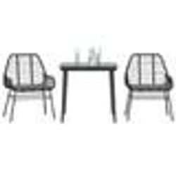 vidaXL Ensemble à manger de jardin et coussins 3 pcs noir rotin verre