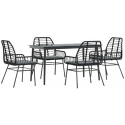 Vidaxl - Ensemble à manger de jardin et coussins 5 pcs noir rotin verre