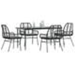 vidaXL Ensemble à manger de jardin et coussins 5 pcs noir rotin verre