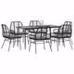 vidaXL Ensemble à manger de jardin coussins 7pcs noir poly rotin verre
