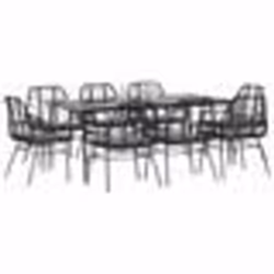 vidaXL Ensemble à manger de jardin coussins 9pcs noir poly rotin verre
