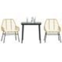 vidaXL Ensemble à manger jardin coussins 3pcs marron poly rotin verre