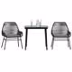 vidaXL Ensemble à manger de jardin et coussins 3 pcs noir rotin verre