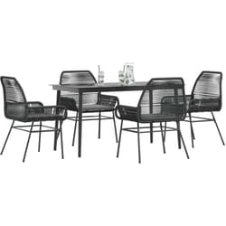 Vidaxl - Ensemble à manger de jardin et coussins 5 pcs noir rotin verre