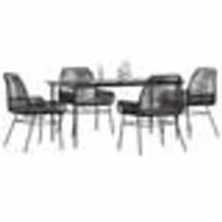 vidaXL Ensemble à manger de jardin et coussins 5 pcs noir rotin verre