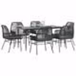 vidaXL Ensemble à manger de jardin coussins 7pcs noir poly rotin verre