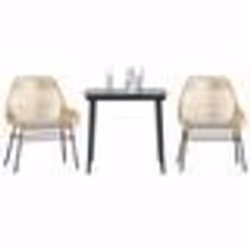 vidaXL Ensemble à manger jardin coussins 3pcs marron poly rotin verre