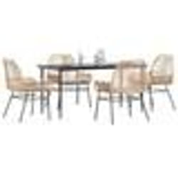 vidaXL Ensemble à manger jardin coussins 5pcs marron poly rotin verre