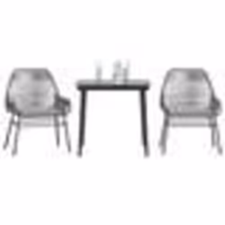 vidaXL Ensemble à manger jardin coussins 3 pcs gris poly rotin verre