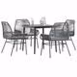 vidaXL Ensemble à manger jardin coussins 5 pcs gris poly rotin verre
