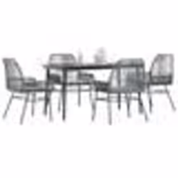 vidaXL Ensemble à manger jardin coussins 5 pcs gris poly rotin verre