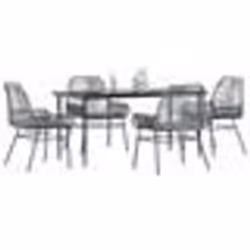 vidaXL Ensemble à manger jardin coussins 5 pcs gris poly rotin verre