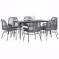vidaXL Ensemble à manger jardin coussins 7 pcs gris poly rotin verre
