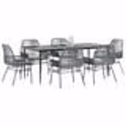 vidaXL Ensemble à manger jardin coussins 7 pcs gris poly rotin verre