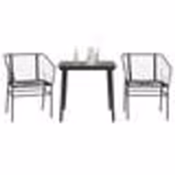 vidaXL Ensemble à manger de jardin 3 pcs noir résine tressée verre