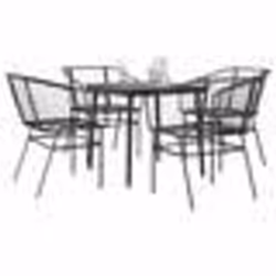 vidaXL Ensemble à manger de jardin 5 pcs noir résine tressée verre
