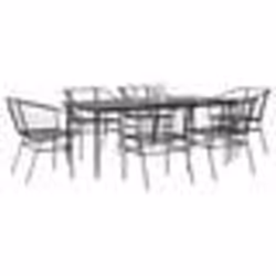 vidaXL Ensemble à manger de jardin 7pcs noir poly rotin verre