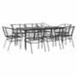 vidaXL Ensemble à manger de jardin 9pcs noir poly rotin verre
