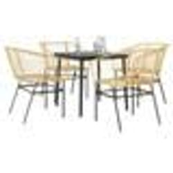 vidaXL Ensemble à manger jardin 5pcs marron poly rotin verre
