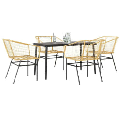 vidaXL Ensemble à manger jardin 5pcs marron poly rotin verre