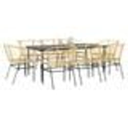 vidaXL Ensemble à manger de jardin 9 pcs marron résine tressée verre