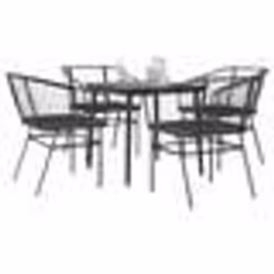 vidaXL Ensemble à manger de jardin et coussins 5 pcs noir rotin verre