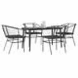 vidaXL Ensemble à manger de jardin et coussins 5 pcs noir rotin verre