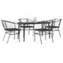 vidaXL Ensemble à manger de jardin et coussins 5 pcs noir rotin verre