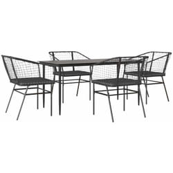 Vidaxl - Ensemble à manger de jardin et coussins 5 pcs noir rotin verre