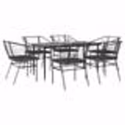 vidaXL Ensemble à manger de jardin coussins 7pcs noir poly rotin verre