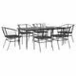 vidaXL Ensemble à manger de jardin coussins 7pcs noir poly rotin verre