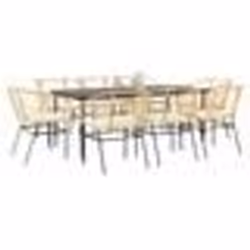 vidaXL Ensemble à manger jardin coussins 9pcs marron poly rotin verre