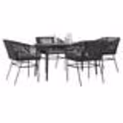 vidaXL Ensemble à manger de jardin et coussins 5 pcs noir rotin verre