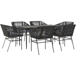 Ensemble à manger de jardin coussins 7pcs noir poly rotin verre vidaXL