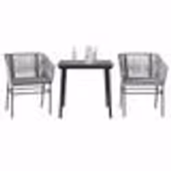 vidaXL Ensemble à manger jardin coussins 3 pcs gris poly rotin verre