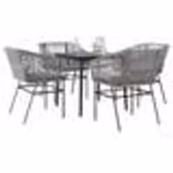 vidaXL Ensemble à manger jardin coussins 5 pcs gris poly rotin verre