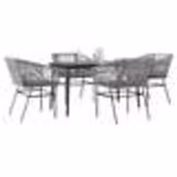 vidaXL Ensemble à manger jardin coussins 5 pcs gris poly rotin verre