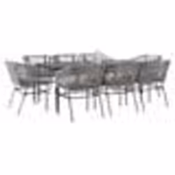 vidaXL Ensemble à manger jardin coussins 9 pcs gris poly rotin verre