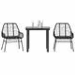 vidaXL Ensemble à manger de jardin 3 pcs noir résine tressée verre