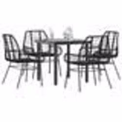 vidaXL Ensemble à manger de jardin 5 pcs noir résine tressée verre
