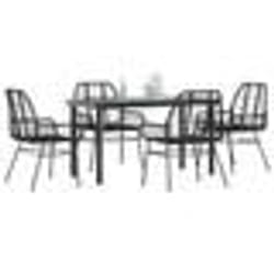 vidaXL Ensemble à manger de jardin 5 pcs noir résine tressée verre