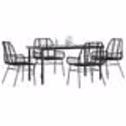 vidaXL Ensemble à manger de jardin 5 pcs noir résine tressée verre
