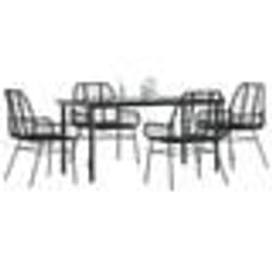 vidaXL Ensemble à manger de jardin 5 pcs noir résine tressée verre